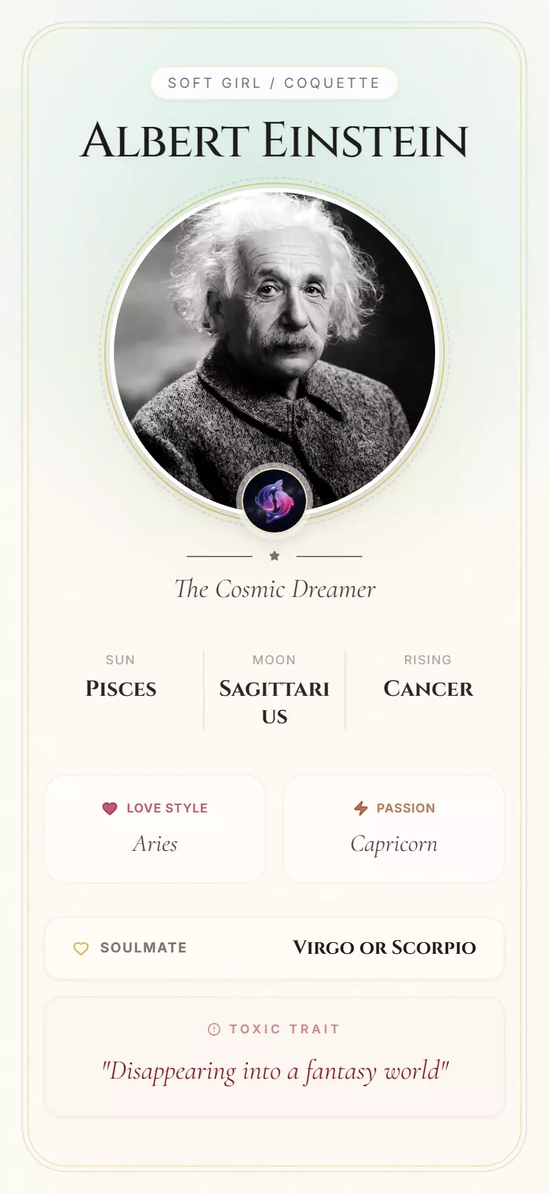 Albert Einstein Astrology Star Card