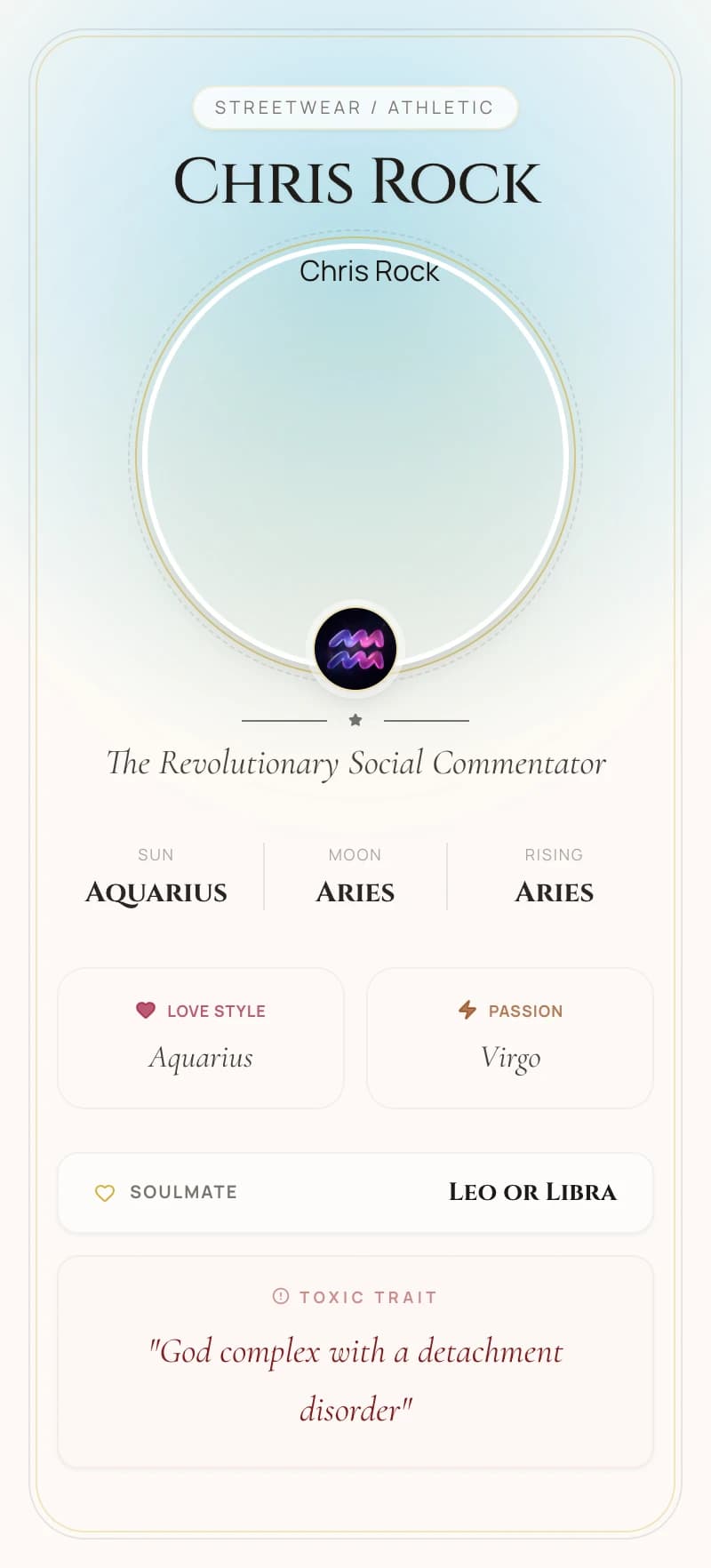 Chris Rock Astrology Star Card