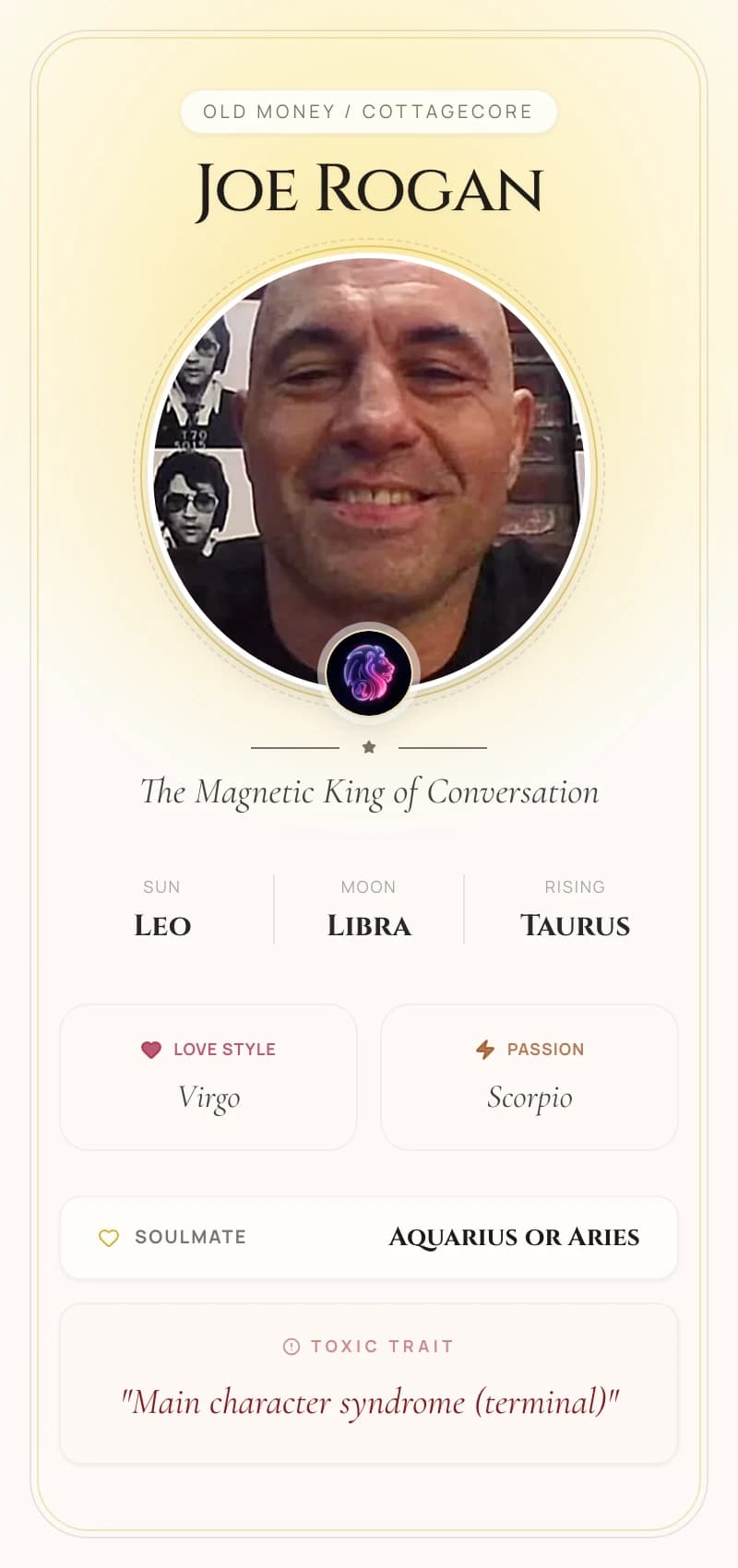 Joe Rogan Astrology Star Card