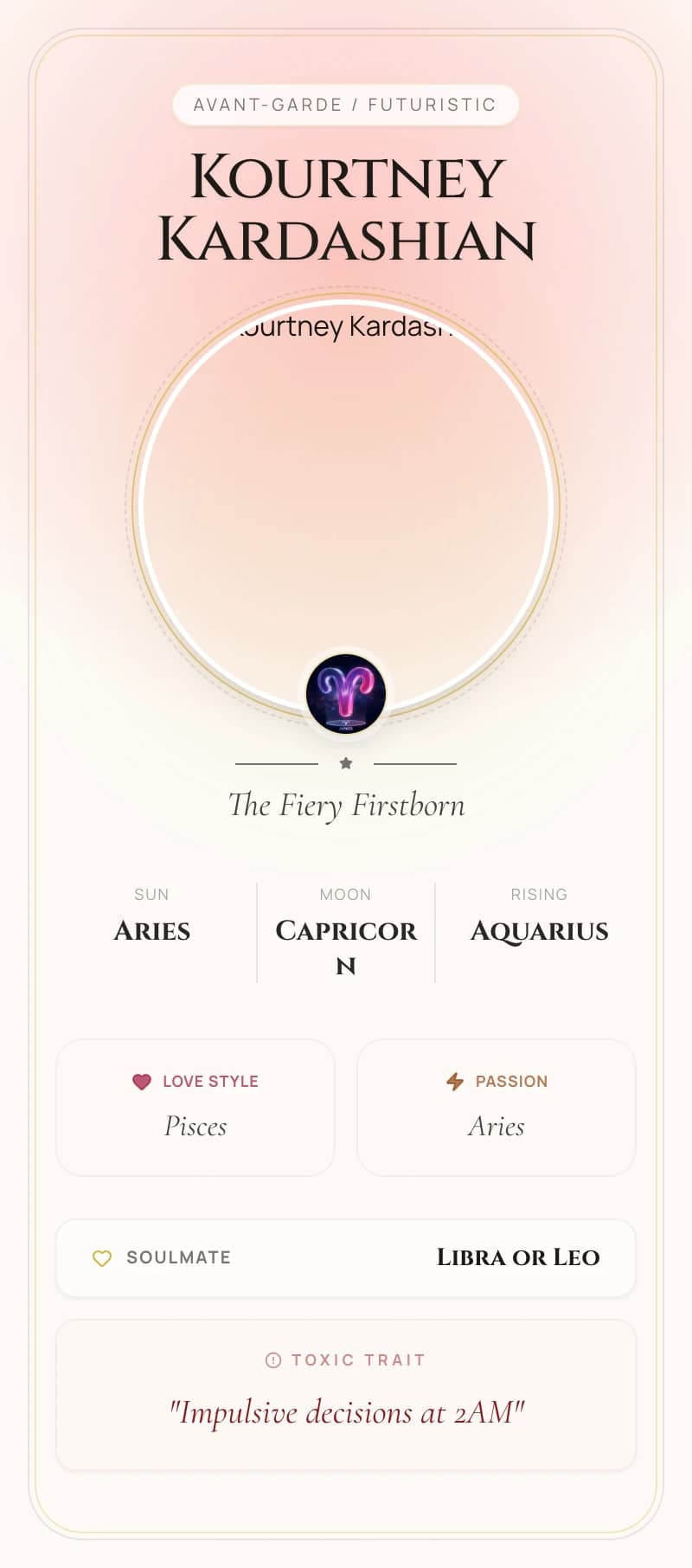 Kourtney Kardashian Astrology Star Card