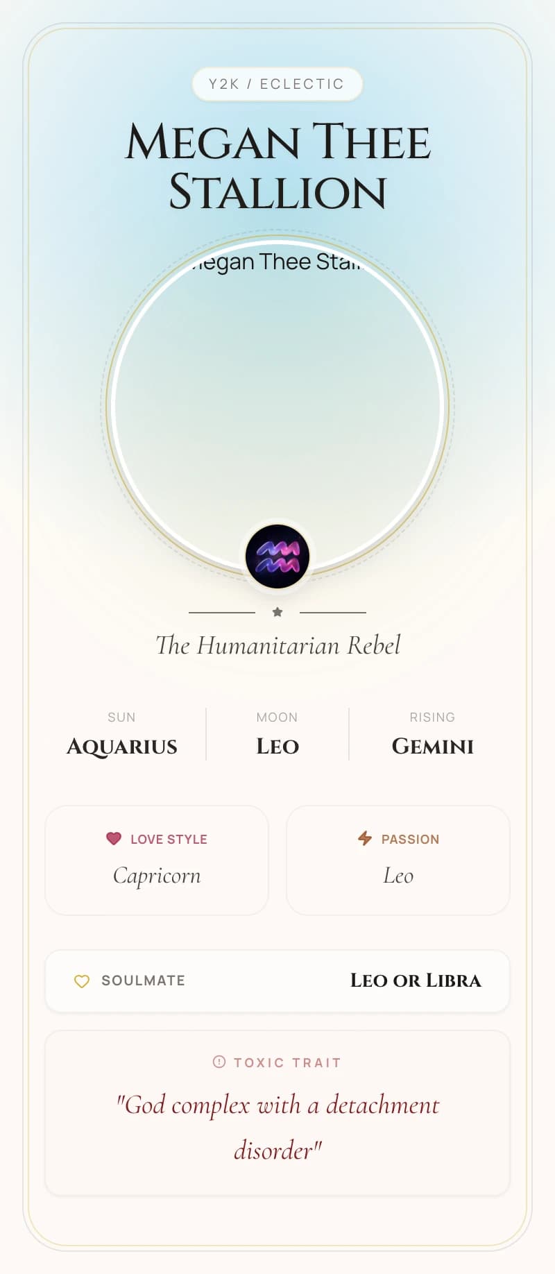 Megan Thee Stallion Astrology Star Card