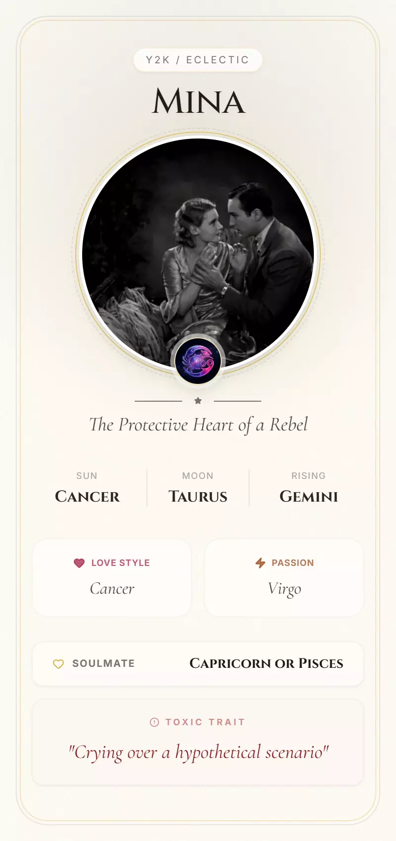 Mina Astrology Star Card