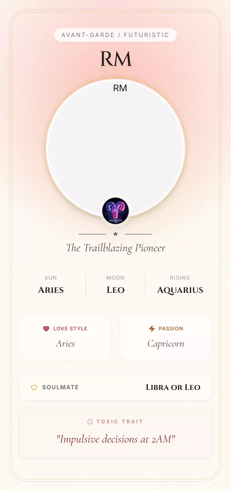 RM Astrology Star Card